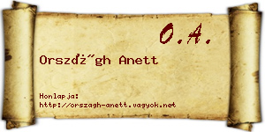 Országh Anett névjegykártya